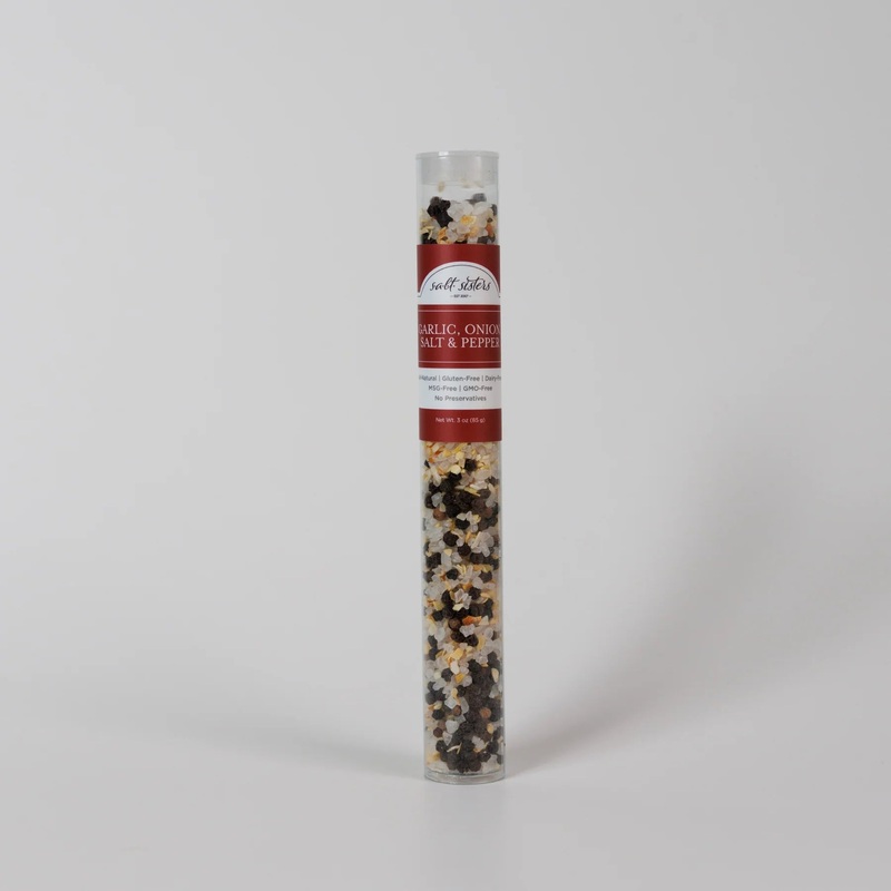 Salt Sisters Garlic Onion Salt & Pepper Blend Tube 3 oz