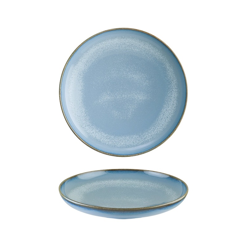 Sky dia.10.75″ h:2.25″ Round Blue Porcelain Deep Plate