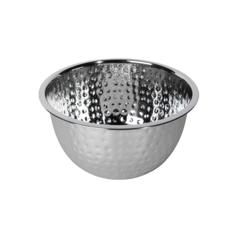 Stainless Steel Mixing Bowl – Hammered Dots (9″)