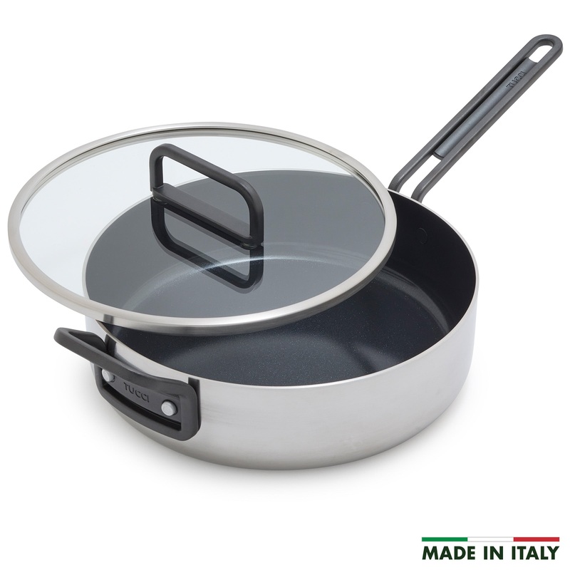 Stanley Tucci Stainless Steel Ceramic Nonstick 4-Quart Saut Pan with Lid