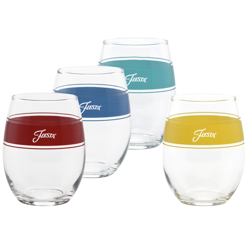 Vibrant 15 oz. Frame Stemless Wine Glass Mixed Color  Set of 4