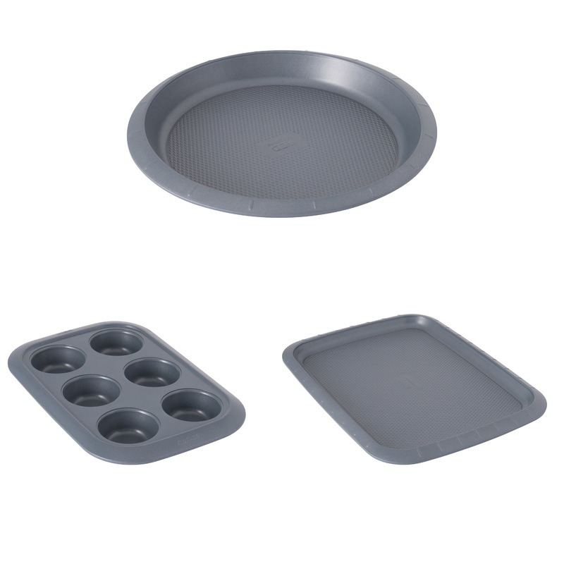 BergHOFF GEM Non-stick 3Pc Bakeware Set , Small Cookie Sheet, Cupcake Pan and Pie Pan