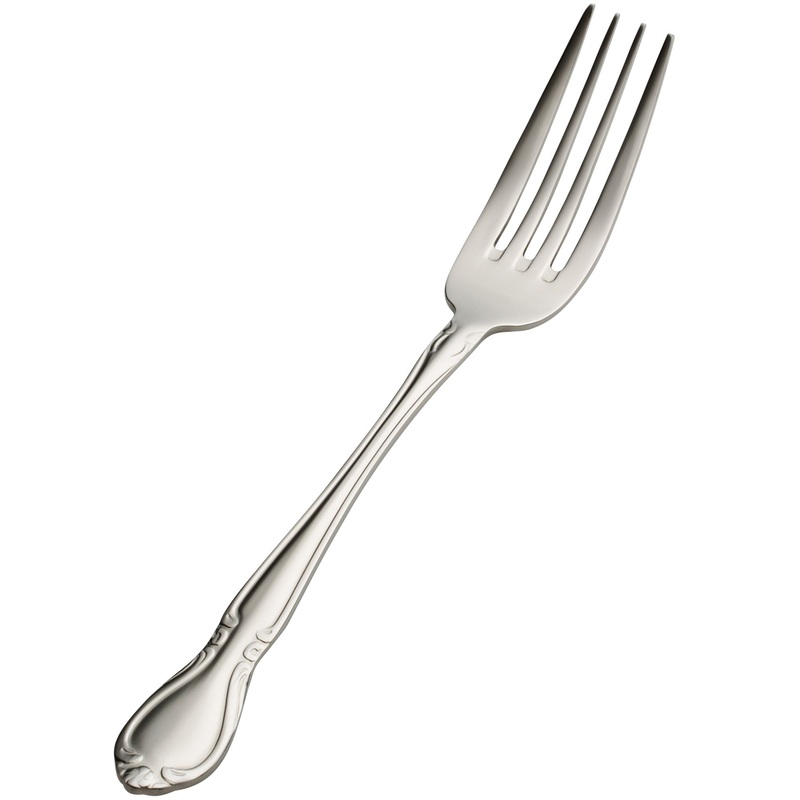Bon Chef S1806 Queen Anne 8 1/2″ 18/10 Stainless Steel European Size Dinner Fork – 12/Pack