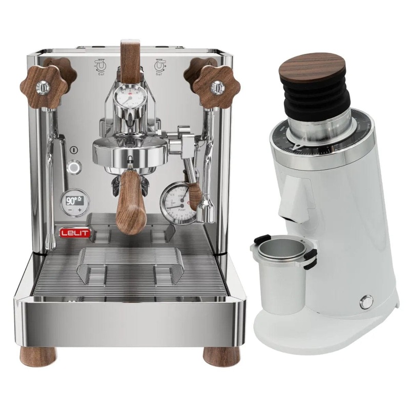 Lelit Bianca 3 PL162T Espresso Machine and DF64 Gen2 With DLC Burrs Grinder (White) Bundle