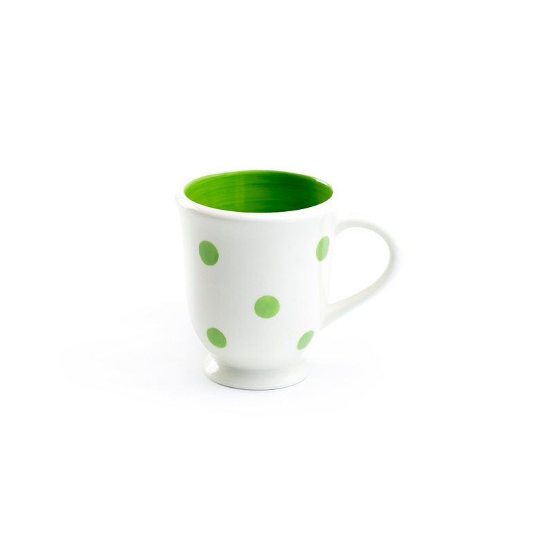 Polka Dots Mug – Green on White