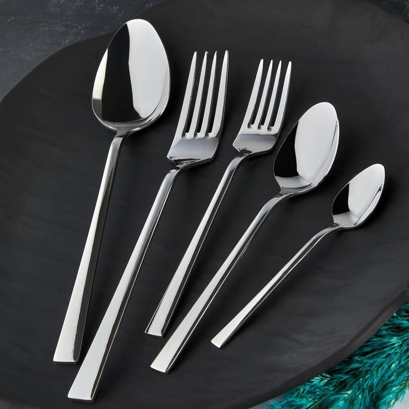 Stainless Steel Tablespoon, Teaspoon and Dessert Spoon Set, 6 Pcs