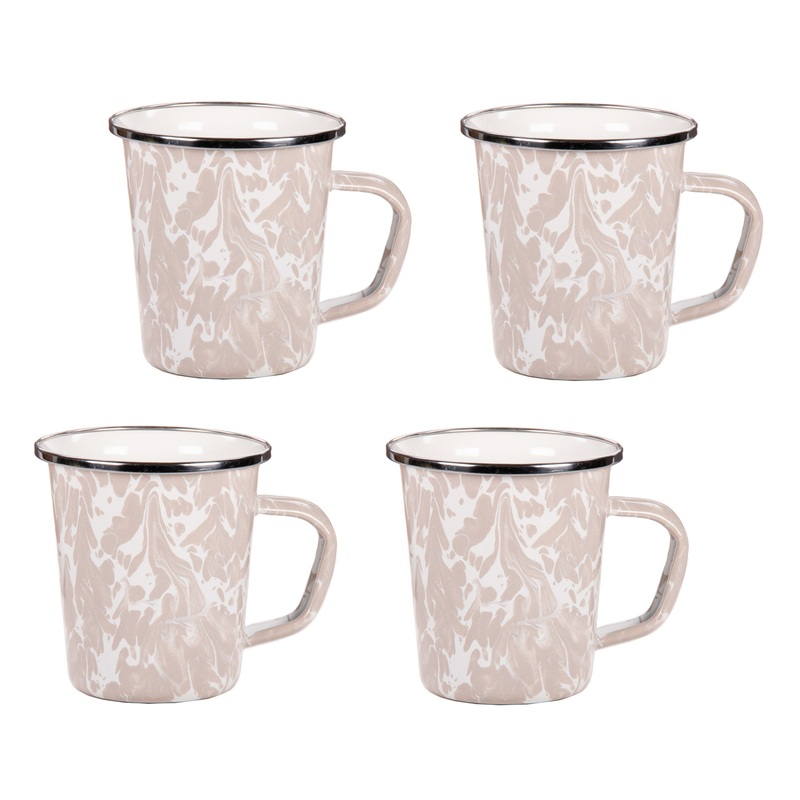 Taupe Swirl 16 oz Latte Mugs – Set of 4