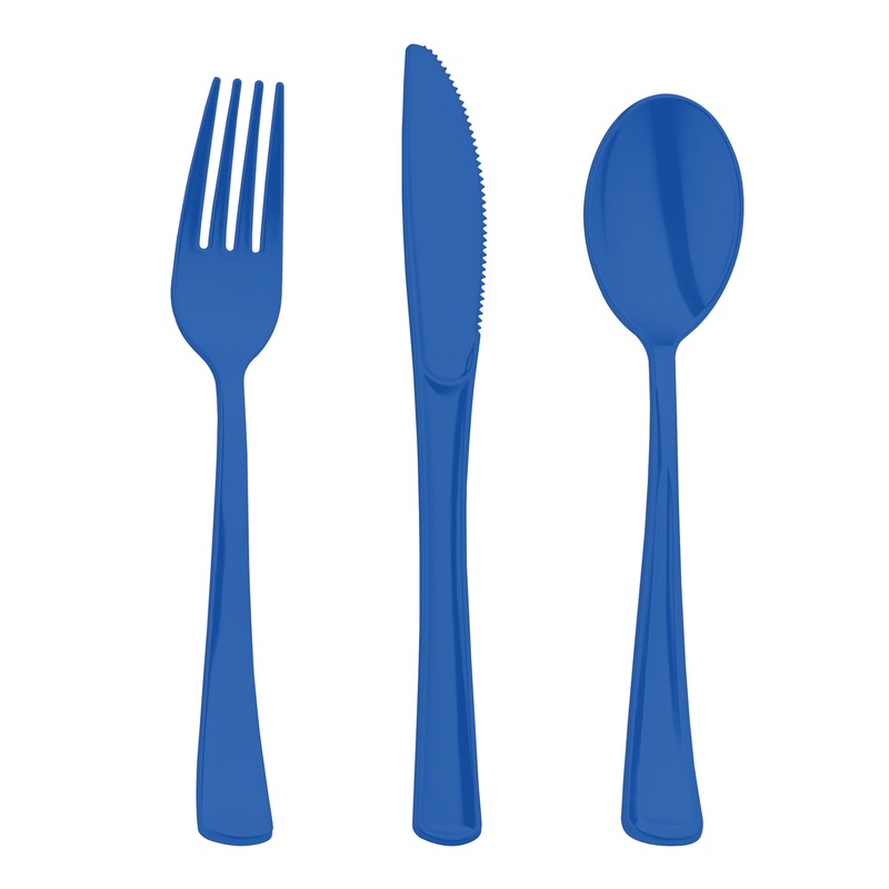 Blue Disposable Plastic Party Cutlery Set