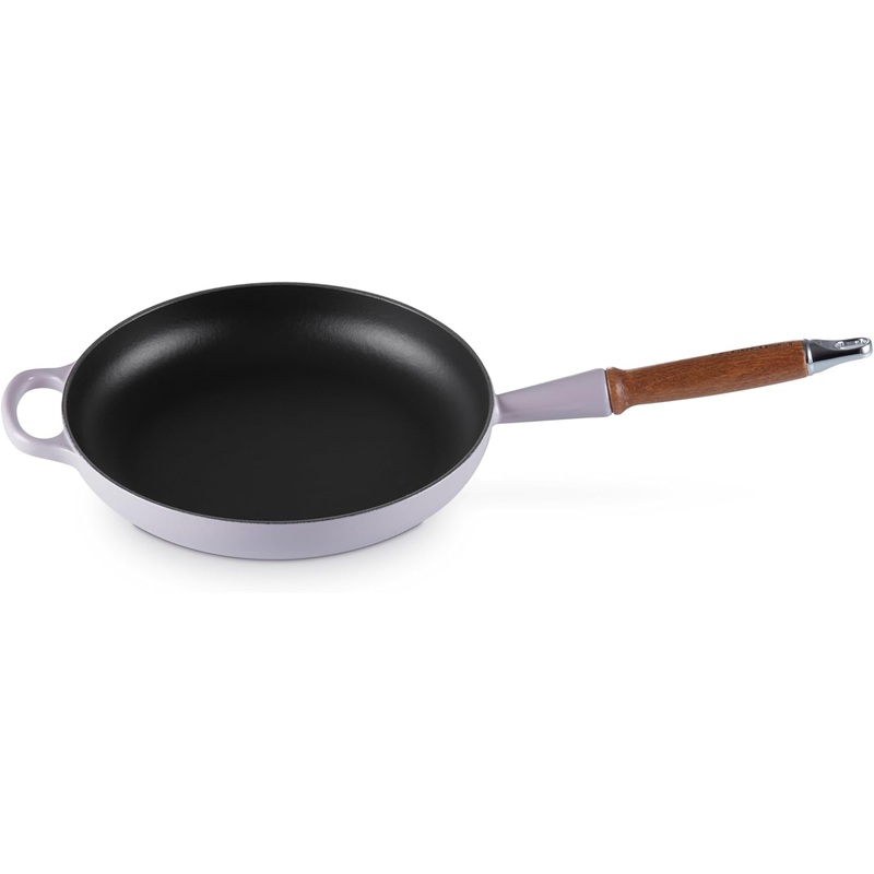 Le Creuset 10 1/4″ Signature Round Enameled Cast Iron Alphine Wood Handle Fry Pan – Shallot