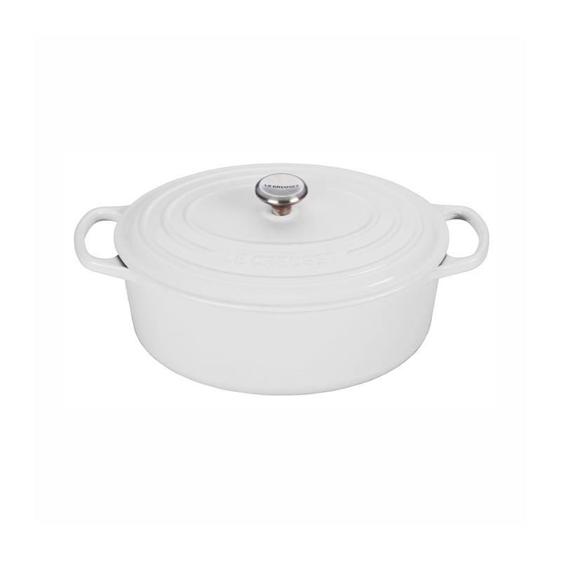Le Creuset 5 Qt. Signature Oval Dutch Oven w/Stainless Steel Knob – White- Personalized Engraving Available