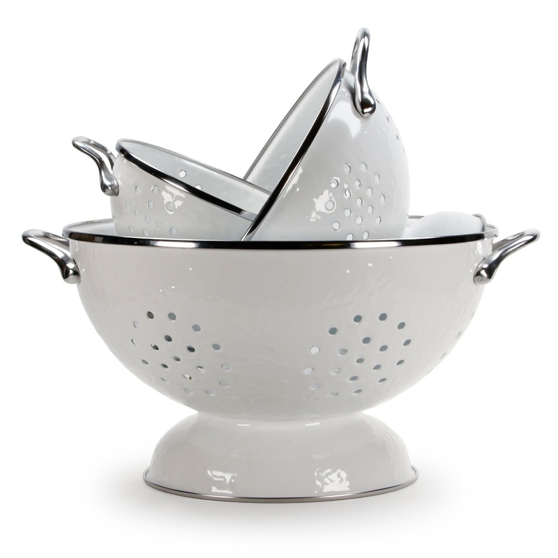 White Solid Set Of Colanders