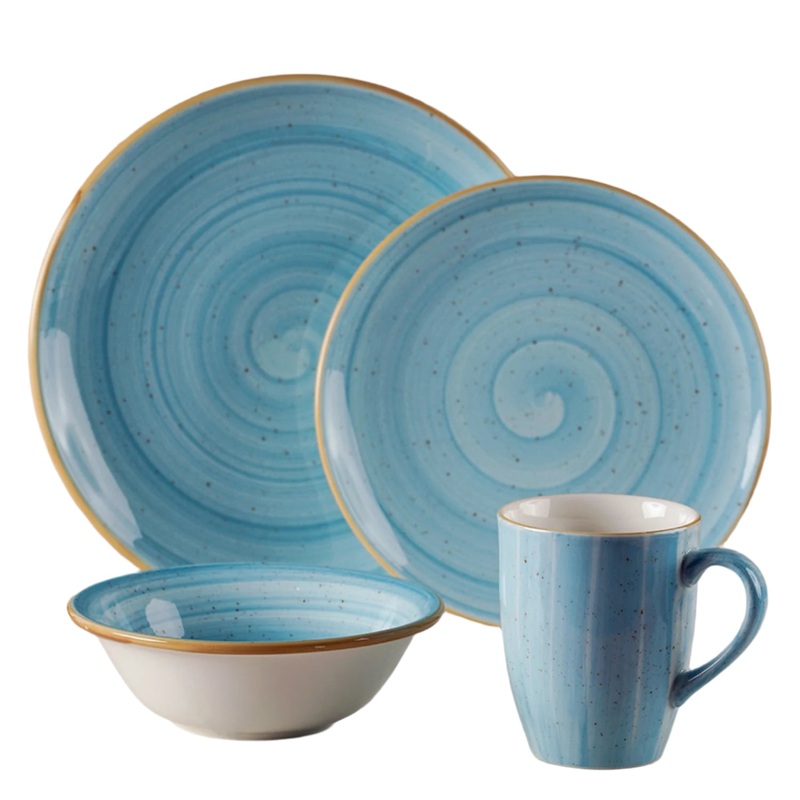 Aqua Collection 4-Piece Dinnerware Set For 1