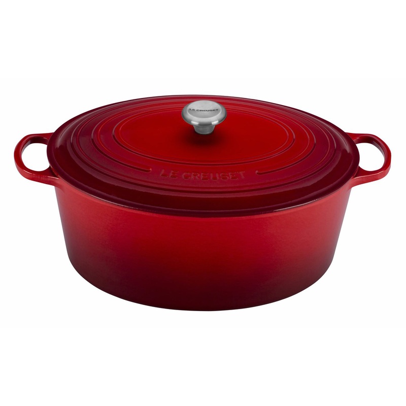 Le Creuset 15 1/2 Qt. Signature Oval Dutch Oven w/Stainless Steel Knob – Cerise- Personalized Engraving Available
