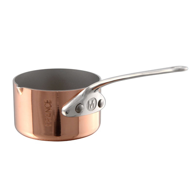 Mauviel M’MINIS Copper Sauce Pan With Pouring Spout, Stainless Steel Handles, 2-In