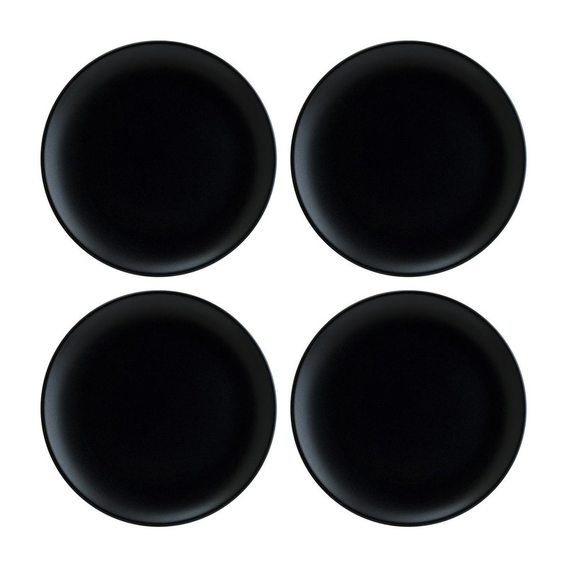 Notte dia.8.25″ Round Black Porcelain Plate (Set of 4)
