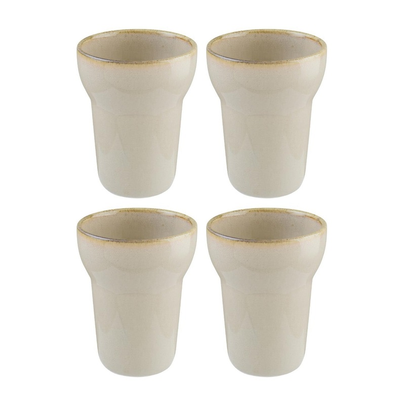 Sand dia.3.75″ h:4.75″ 12 oz. Round Beige Porcelain Mug (Set of 4)