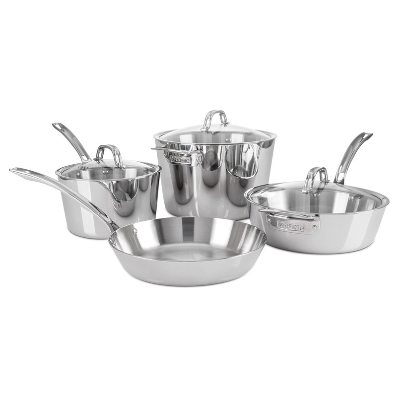 Viking Contemporary 3-Ply Stainless Steel 7 Piece Cookware Set