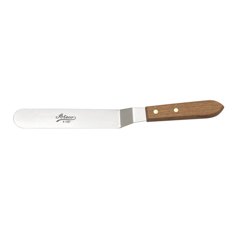 Ateco Natural Wood Medium Sized Offset Icing Spatula, 8 Inch
