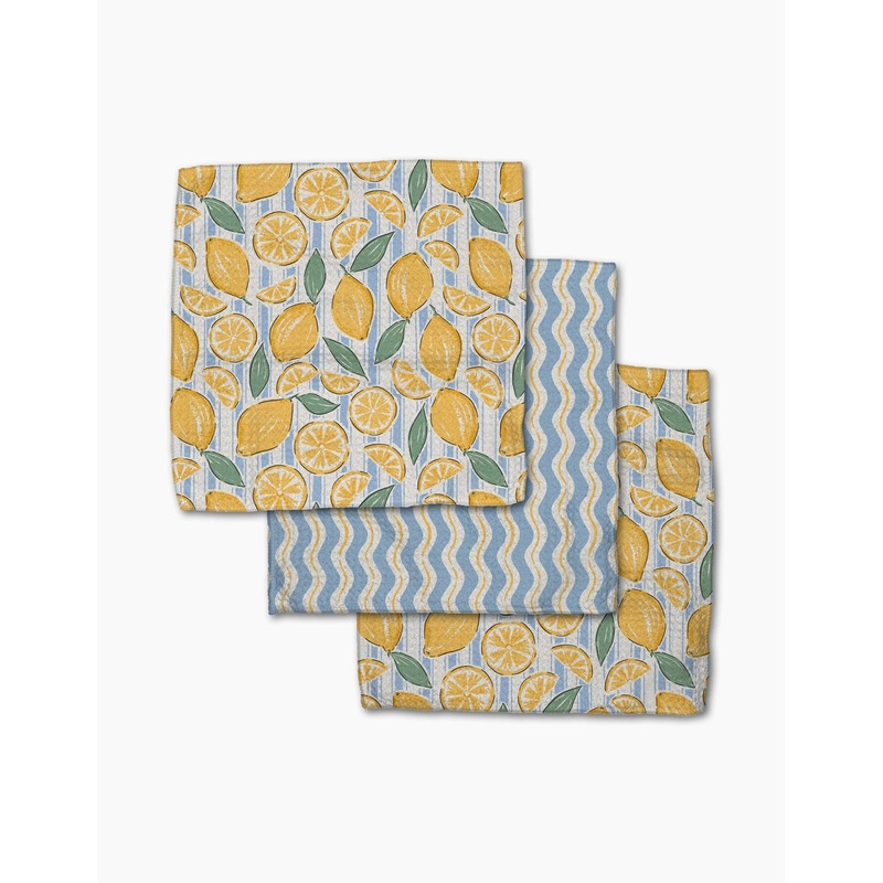Geometry Lemon Waves Dishcloth Set