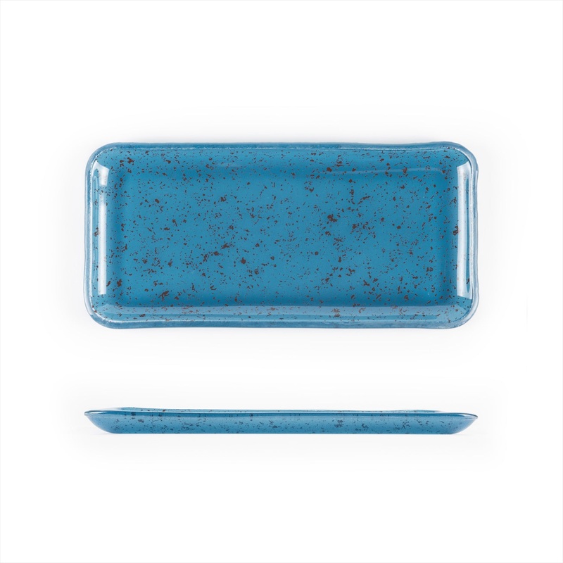 Glass Dinnerware 12.25″ x 6″ x h:1″ Rectangular Blue Glass Platter
