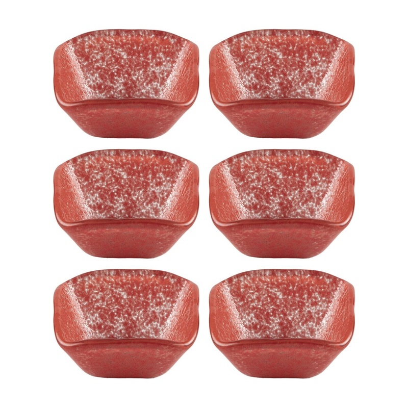 Glass Dinnerware 2.25″ x 2.25″ x h:1.5″ 2 oz. Square Red Glass Ramekin (Set of 6)