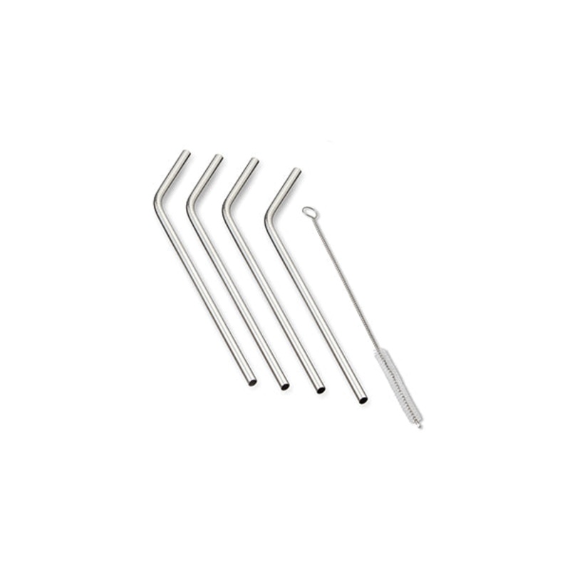 SS Drinking Straw Set of 4, w/Brush