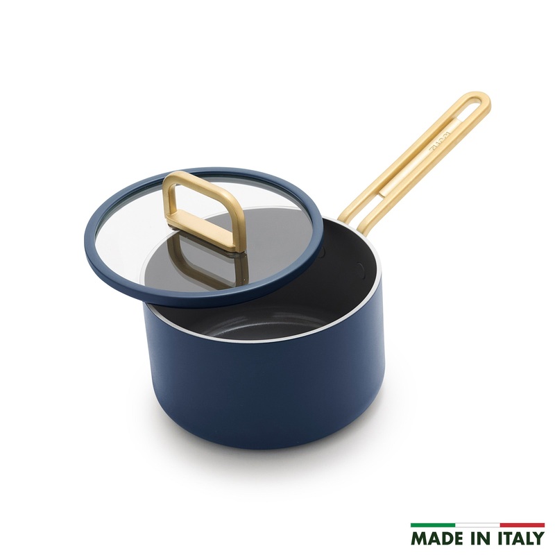Stanley Tucci Ceramic Nonstick 2-Quart Saucepan with Lid | Marino Blue