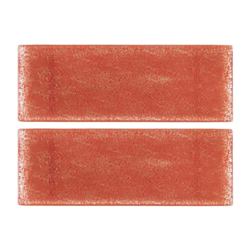 Glass Dinnerware 13.75″ x 5″ x h:0.5″ Rectangular Red Glass Platter (Set of 2)
