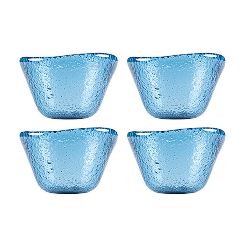 Glass Dinnerware dia.3.25″ h:2″ 4 oz. Round Transparent Blue Glass Ramekin (Set of 4)