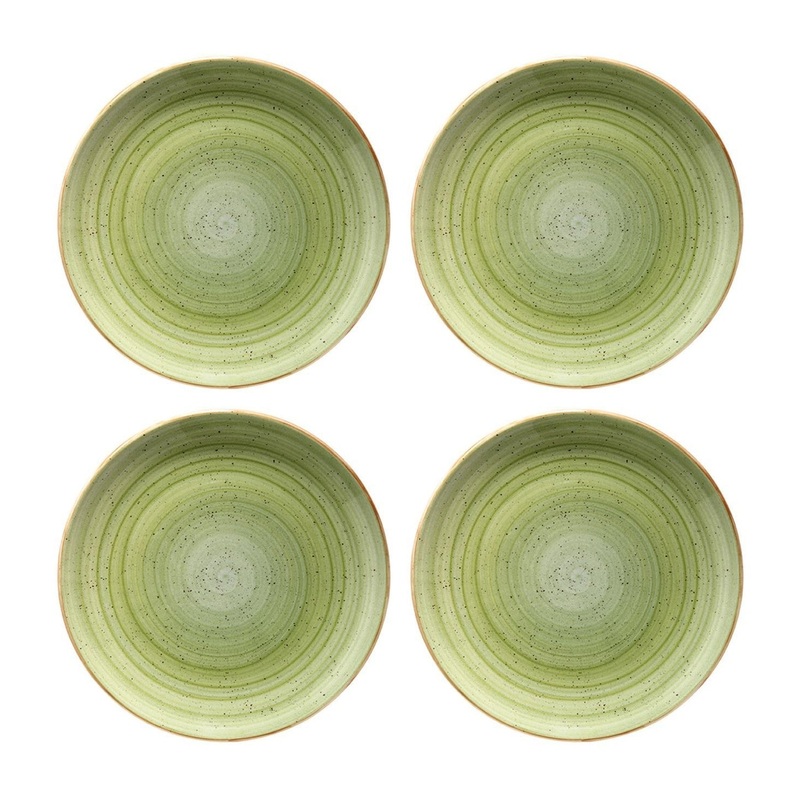 Therapy dia.6.75″ Round Green Porcelain Plate (Set of 4)