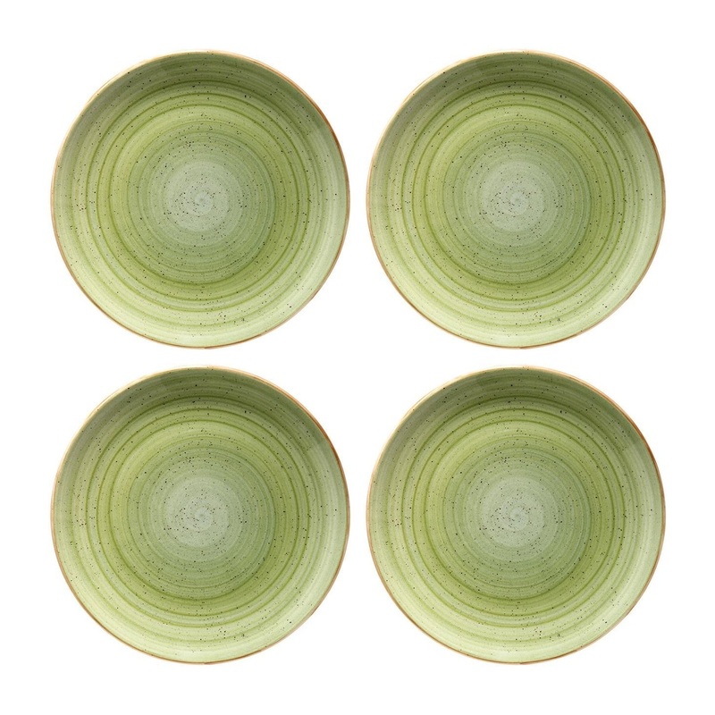 Therapy dia.9″ Round Green Porcelain Plate (Set of 4)