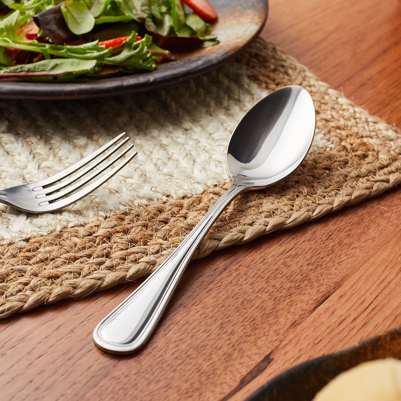 Acopa Edgewood 7 3/4″ 18/0 Stainless Steel Heavy Weight Tablespoon / Serving Spoon – 12/Pack