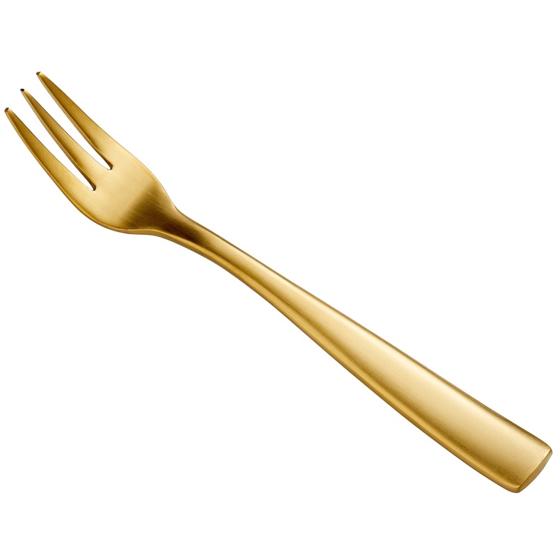 Bon Chef S3008GM Manhattan 5 3/8″ 18/10 Extra Heavy Weight Matte Gold Stainless Steel Oyster Fork – 12/Pack