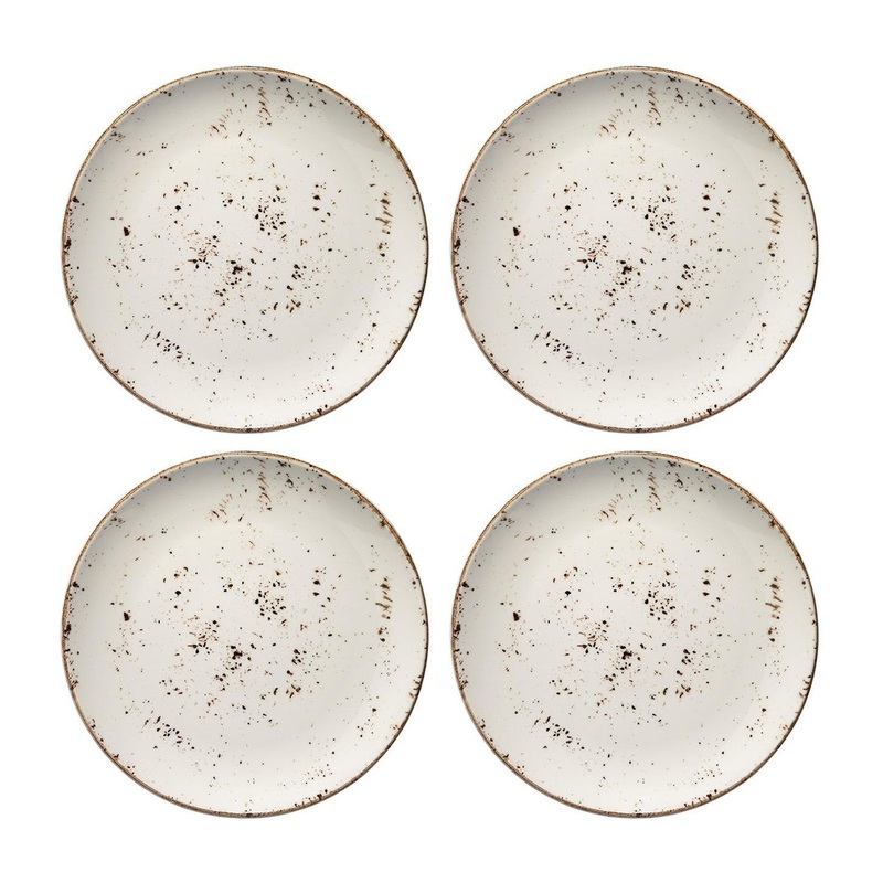 Grain dia.7.5″ Round Decorated Porcelain Plate (Set of 4)