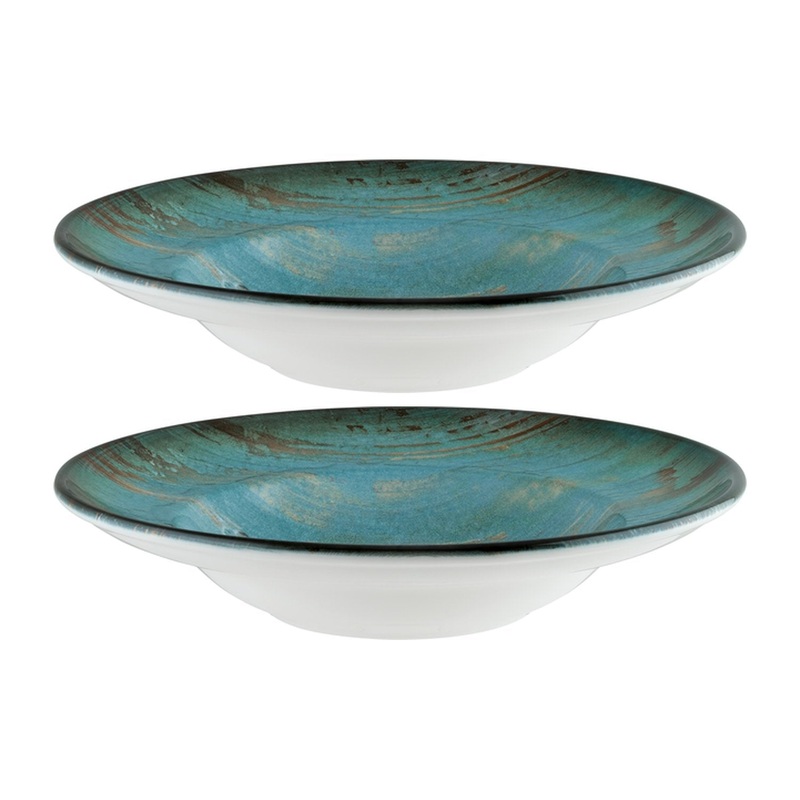 Madera dia.9.5″ h:2″ 14 oz. Round Decorated Porcelain Bowl (Set of 2)
