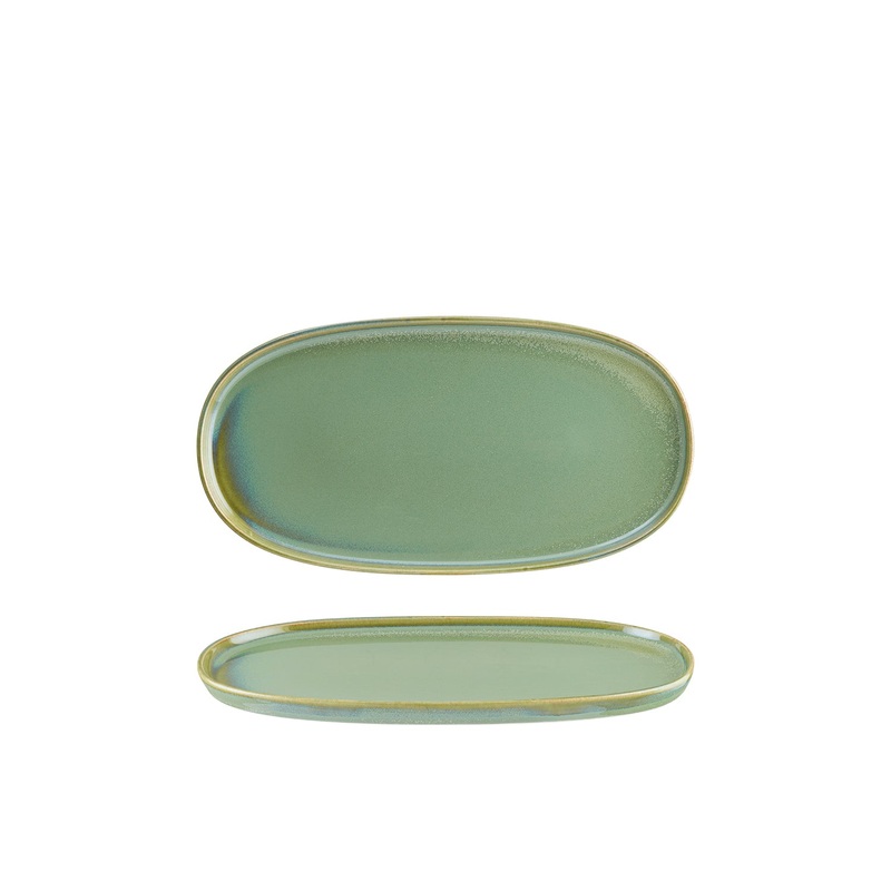 Sage 12″ x 6.25″ x h:0.75″ Oval Green Porcelain Platter