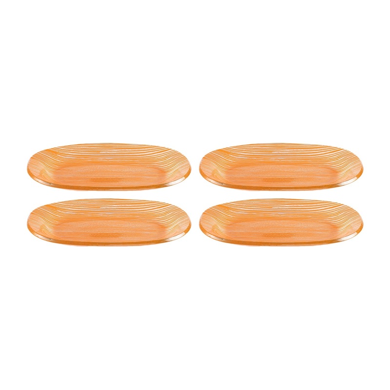 Glass Dinnerware 7.75″ x 4.25″ x h:0.5″ Oval Orange Glass Platter (Set of 4)