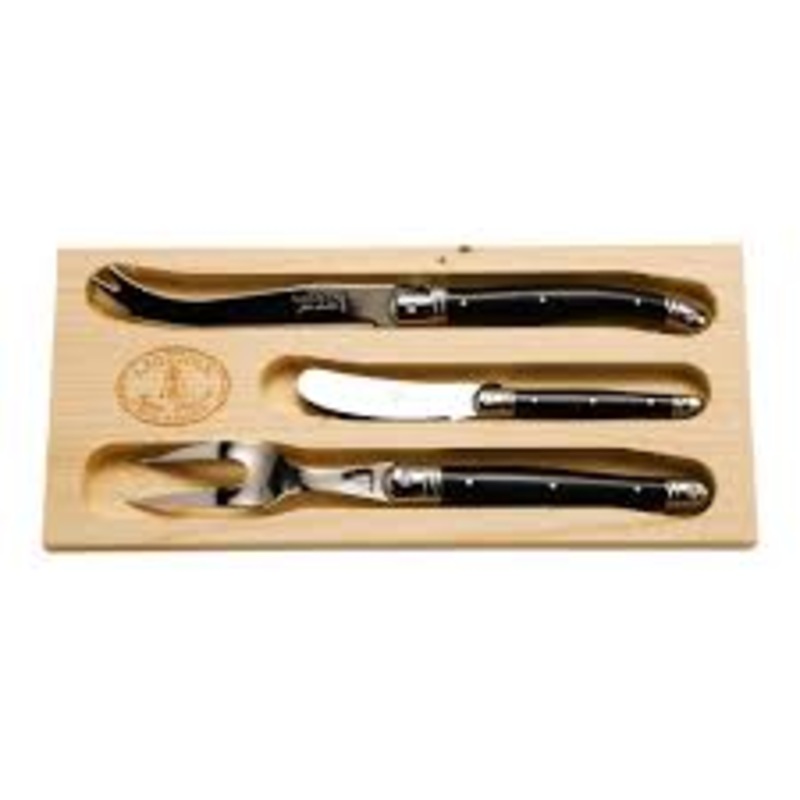 Jean Dubost Black 3 pc Cheese Set