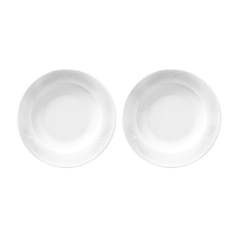 Porcelain Saturn dia.11.75″ h:2″ 22 oz. Round White Porcelain Bowl (Set of 2)