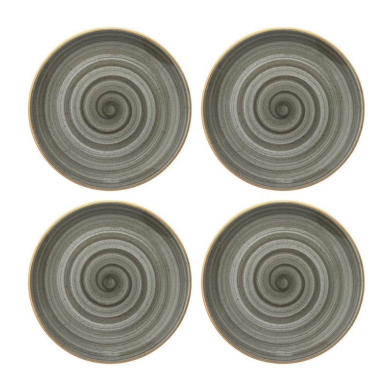 Space dia.6.75″ Round Grey Porcelain Plate (Set of 4)