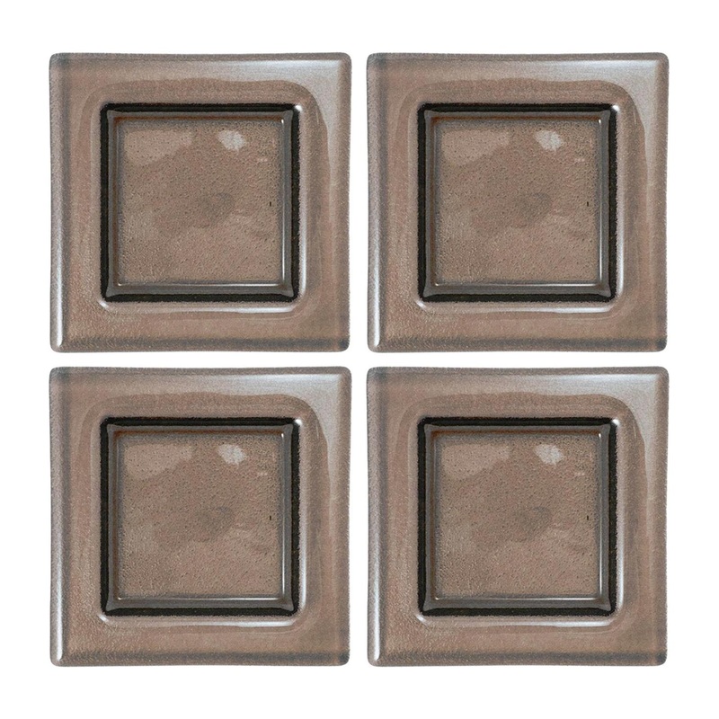 Glass Dinnerware 6″ x 6″ Square Transparent Brown Glass Plate (Set of 4)