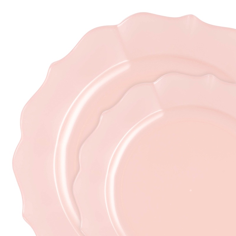 Pearl Pink Round Lotus Plastic Dinnerware Value Set