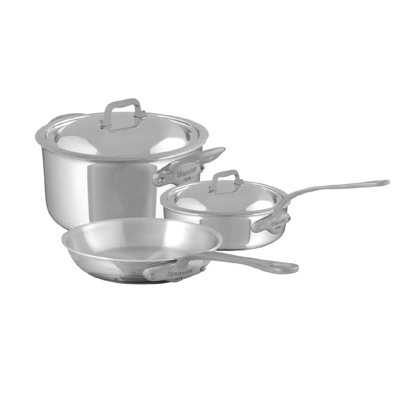 Mauviel M’Cook SB 5-Piece Cookware Set With Brushed Cast Stainless Steel Handles