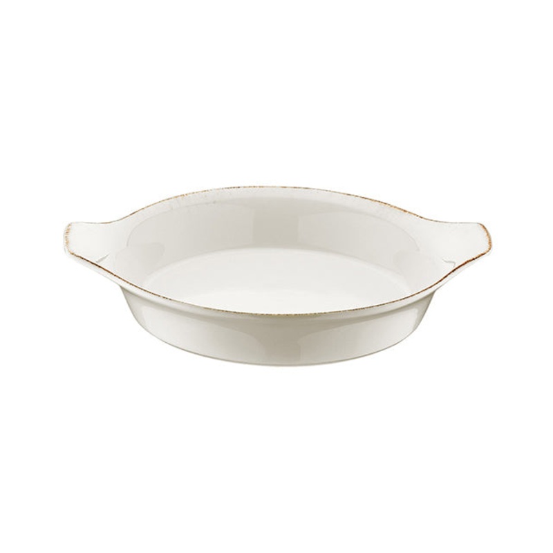 Retro dia.9.75″ h:1.75″ 25 oz. Round Decorated Porcelain Oven Dish