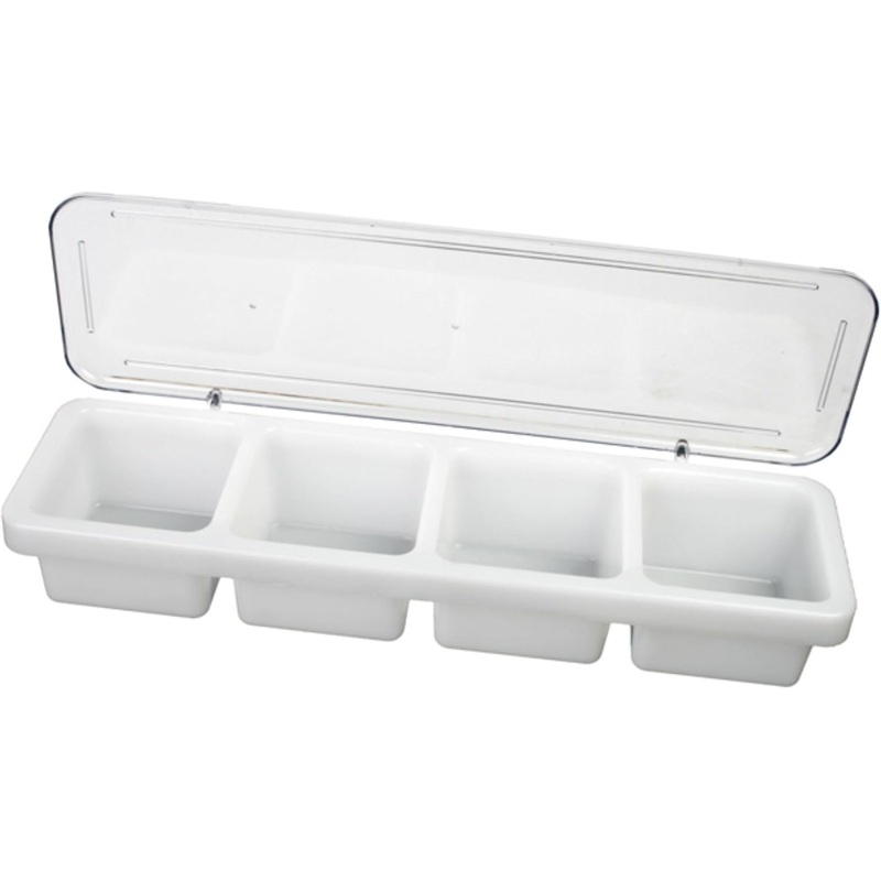 4 Compartment Bar Caddie with Clear Cover 18″ x 5″ x 3 – Condiment Dispenser Serving Container Garnish Tray Bar Caddy Condiment Server Caddy Garnish Holder for Home Work Restaurant
