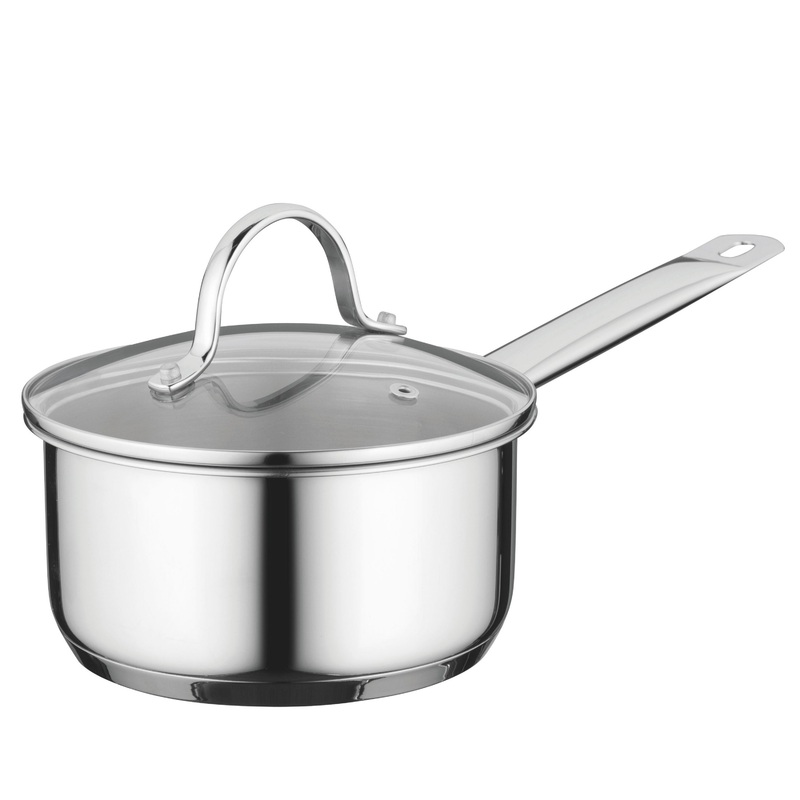 BergHOFF Comfort 18/10 Stainless Steel 6.25″ Saucepan 1.7Qt., Long Handle, Glass Lid