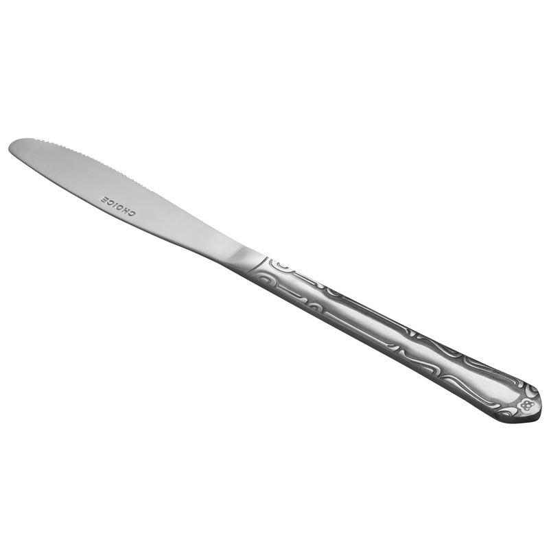 Choice Bethany 8 1/2″ 18/0 Stainless Steel Dinner Knife – 12/Pack