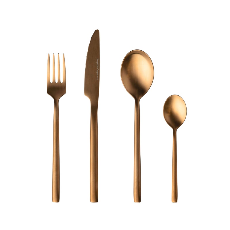 BergHOFF GEM 4Pc Flatware Set, Gold Plated, 18/10 Stainless Steel