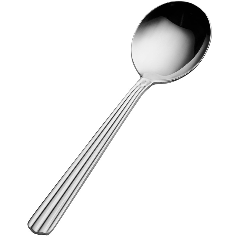 Bon Chef S1601 Britany 6 1/4″ 18/10 Stainless Steel Extra Heavy Weight Bouillon Spoon – 12/Pack