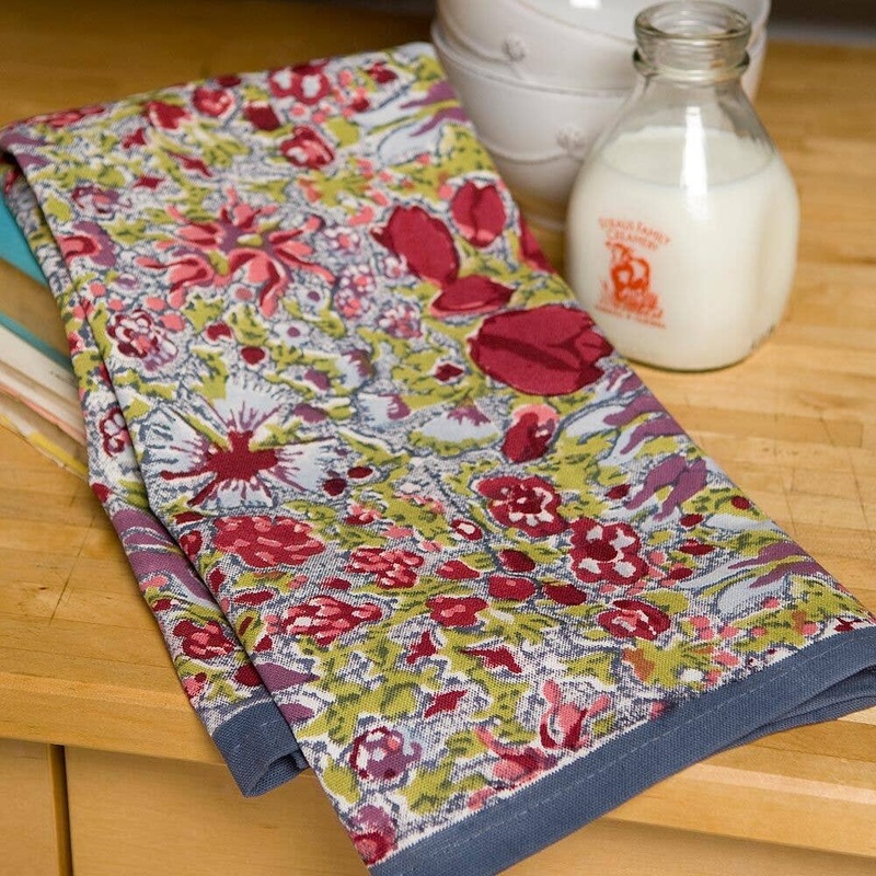 Couleur Nature Tea Towel Jardin Red & Grey